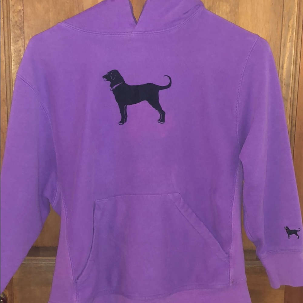 purple black dog hoodie